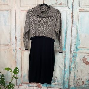 Taylor Black and Taupe Cowl Neck Knit Dress Women’s M